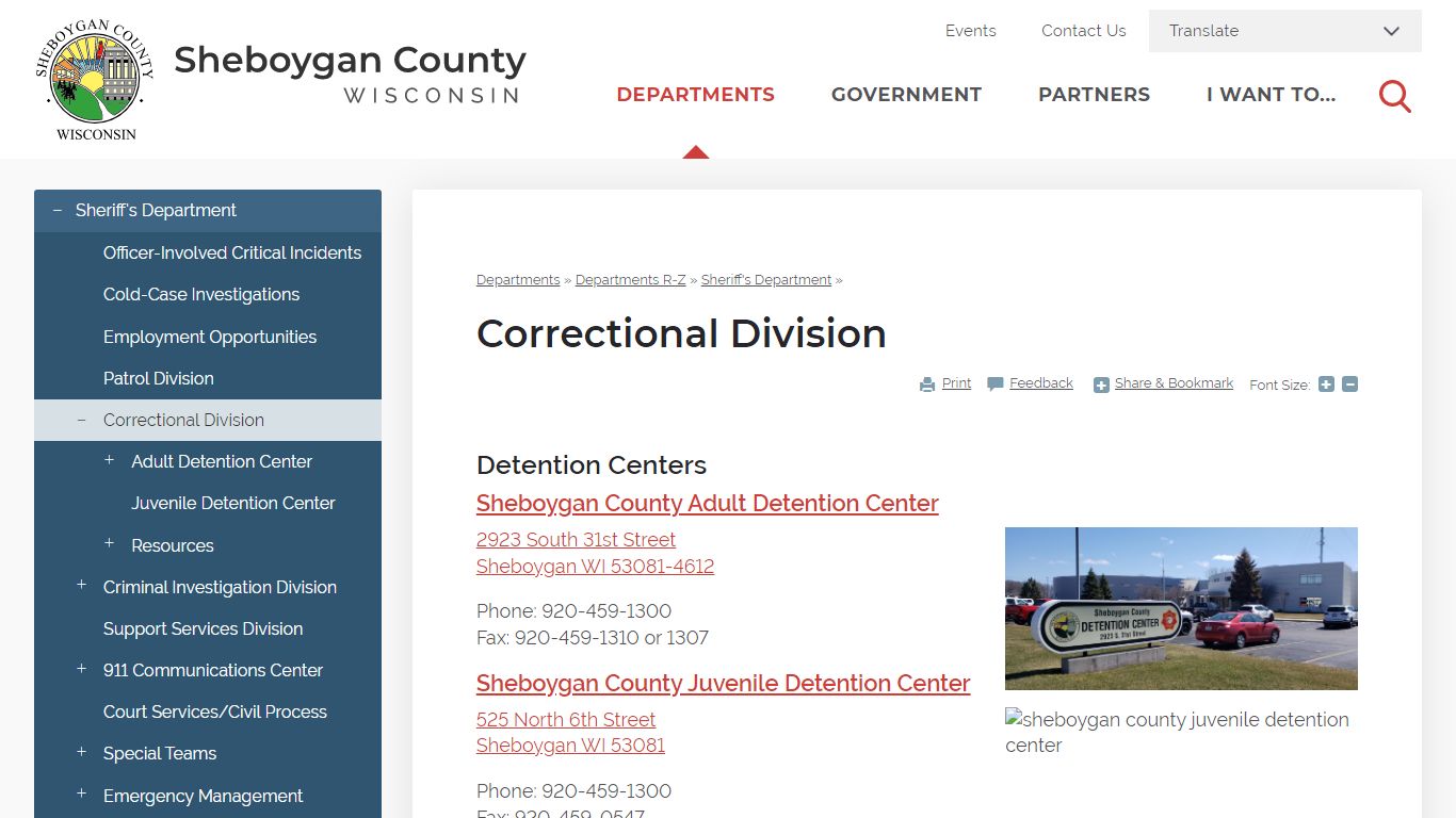 Correctional Division | Sheboygan County