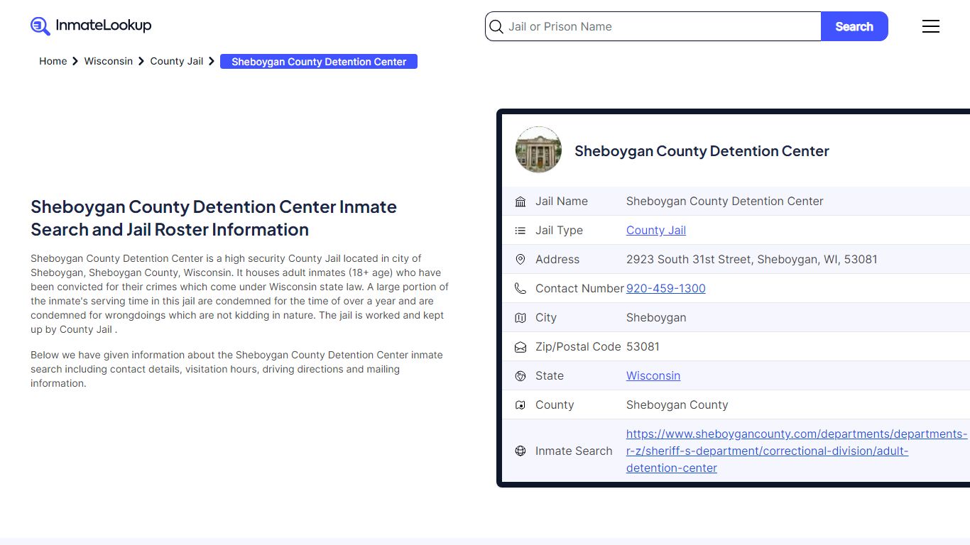 Sheboygan County Detention Center (WI) Inmate Search and Jail Roster ...